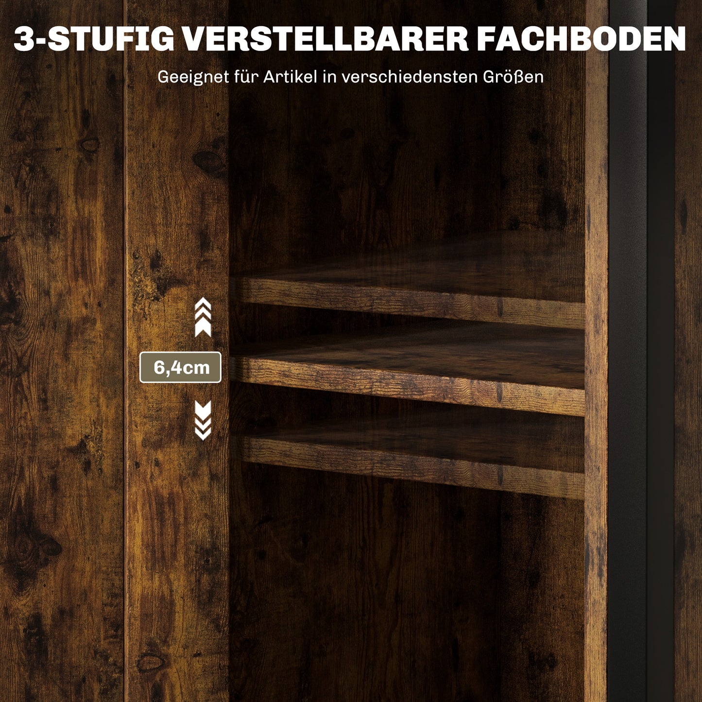 Bijzettafel – Opbergtafel – Nachttafeltje – Salontafel – Opbergkastje – Met Verstelbare Plank – Met Magnetische Deur – Industrieel Metaal Bruin