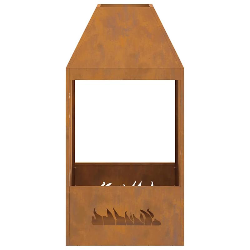 Buitenhaard – Terrashaard – Vuurschaal – Vuurkorf – Fire Pit – Houtkachel – 50x50x100 cm – Bruin Gecoat Staal