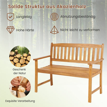 Tuinbank – Buitenbank – Zitbank – Balkonbank – Houten Bank – Duurzaam Acaciahout – Weerbestendig – 2-Zits – 360 kg Draagvermogen
