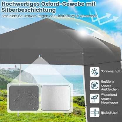Pop-Up Paviljoen – Tuin Overkapping – Partytent – Vouwtent – Buitentent – UV Bescherming 50+ – Verstelbare Hoogte 3x4m Grijs