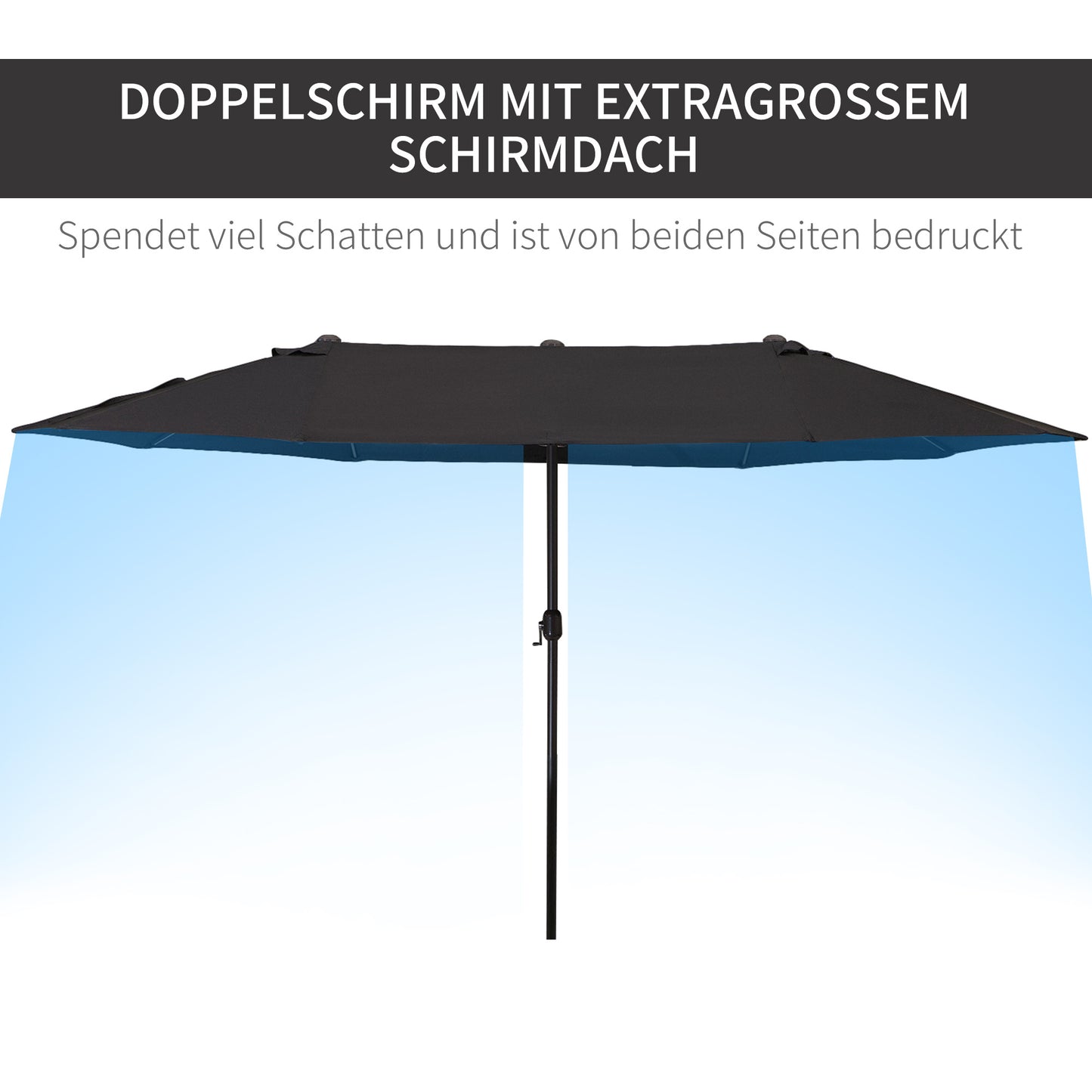 Parasol – Zonwering – Tuinparasol – Terrasparasol – Dubbele Parasol – Extra Groot Ovaal – Handzwengel – Waterafstotend Polyester