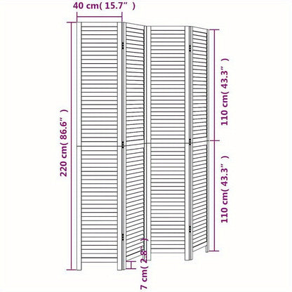Kamerscherm Met 4 Panelen Massief Paulowniahout Wit