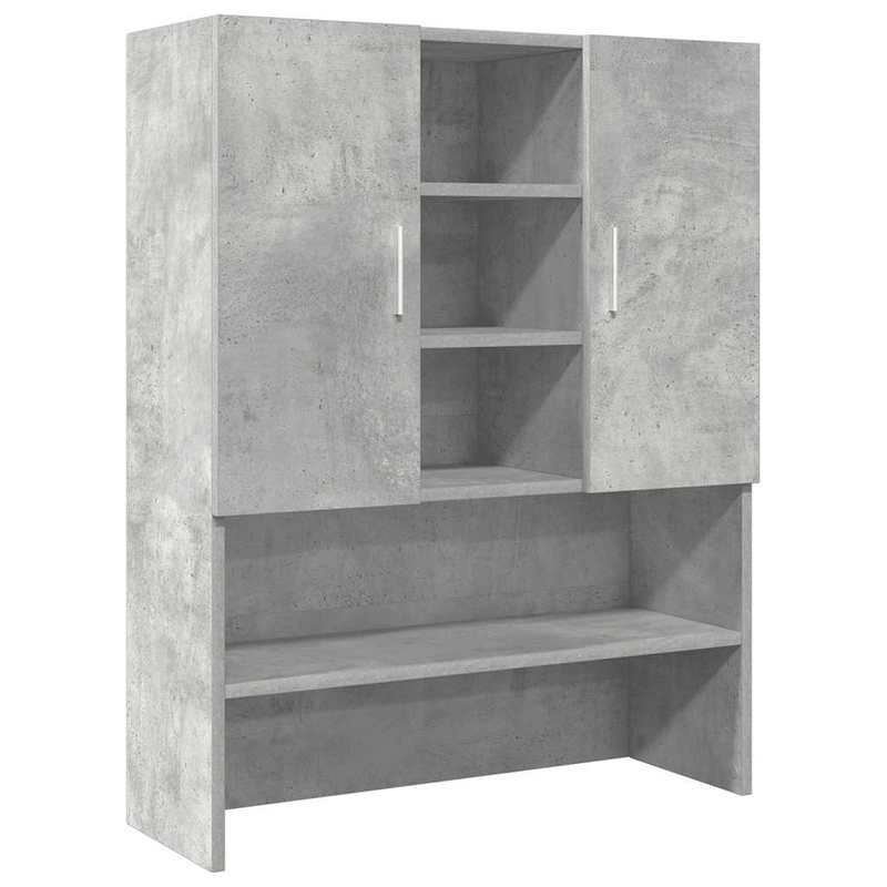 1pc Washing Machine Cabinet, Toilet Cabinet Above Washing Machine Toilet, Washing Machine Cabinet, Toilet Cabinet, Metal Wood Material. Washing Machine Cabinets 2pcs Processed Wood Concrete Grey.