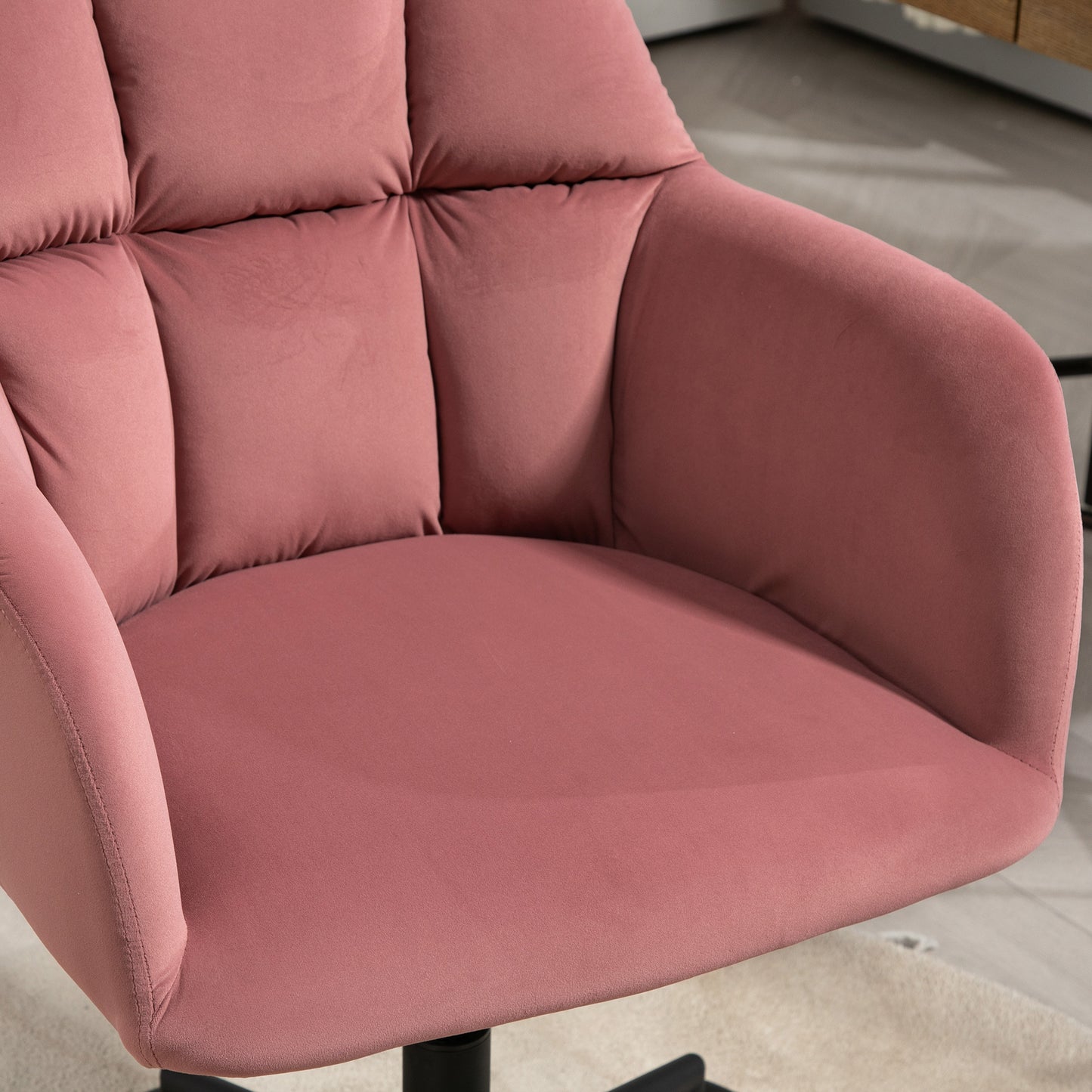 Bureaustoel – Draaistoel – Office Chair – Kantoorstoel – Verstelbare Zithoogte – Fluweelachtige Bekleding – Met Rugleuning – Roze