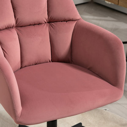 Bureaustoel – Draaistoel – Office Chair – Kantoorstoel – Verstelbare Zithoogte – Fluweelachtige Bekleding – Met Rugleuning – Roze