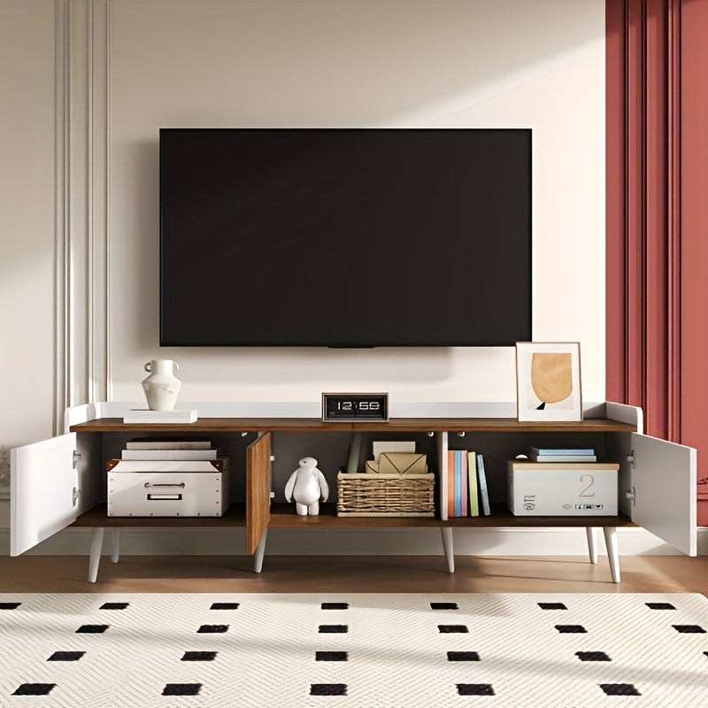 Tv-meubel – Tv-meubel met Opbergruimte – Tv-standaard – Tv-kast – Mediameubel – Wit met Houtlook – Duurzaam Niet-Hout Materiaal – Eenvoudige Montage