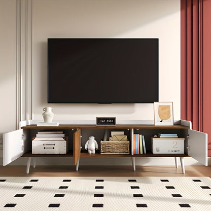 Tv-meubel – Tv-meubel met Opbergruimte – Tv-standaard – Tv-kast – Mediameubel – Wit met Houtlook – Duurzaam Niet-Hout Materiaal – Eenvoudige Montage
