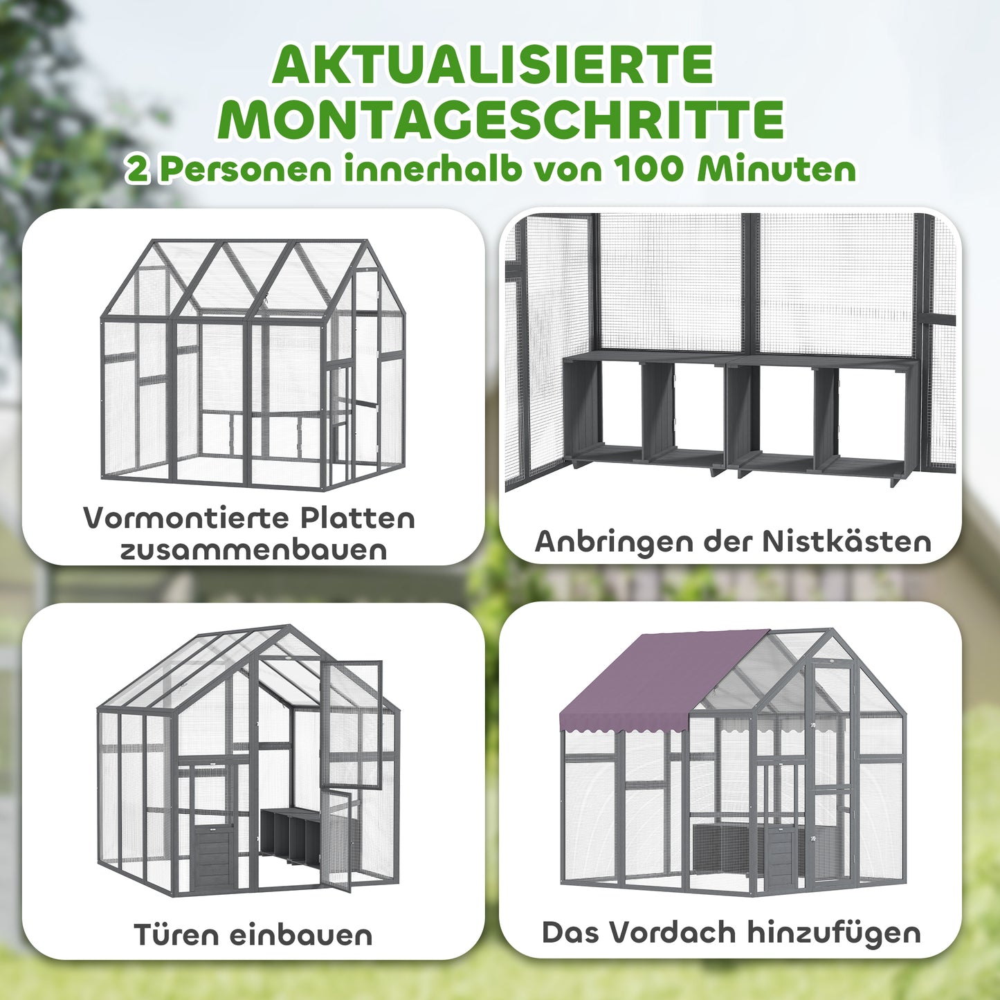 Kippenren – Kippenhok – Hennenren – Kip Verblijf – Kip schuilstal – Waterdicht Dak – 2 Nestkasten En 2 Zitstokken – Ruim Voor 6-8 Kippen – 1,7x1,8x1,8 Meter