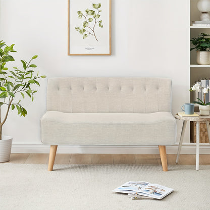 2-Zits Bank – Loveseat – Slaapbank – Sofa – Zitbank – Geheugenfoam Kussens – Compact Ontwerp Voor Kleine Ruimtes – Beige Linnenlook