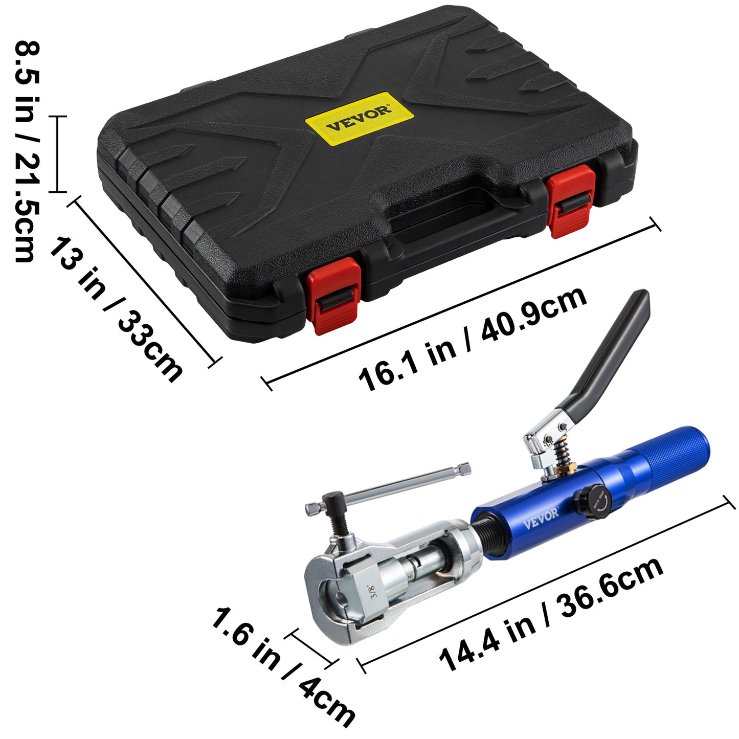 Hydraulische Flaring Tool Set – Remleiding Gereedschap – Buisverbuiger – Dubbele Flare Tool – Koperen Buis Flaring – 32-delige Set – Hydraulische Kracht – Geschikt Voor 3/16" Tot 1/2" Buizen