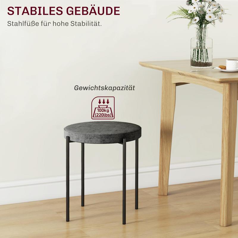Küchenhocker 4-Er Set, Stapelbar, Samtoptik, Bis 100Kg, Stahlrahmen, 41.5 X 41.5 X 46 Cm, Dunkelgrau, Freizeitstuhl, Bequeme Wohnzimmermöbel, Multifunktionaler Sitz, Geeignet Für Wohnzimmer, Schlafzimmer, Esszimmer, Flur,