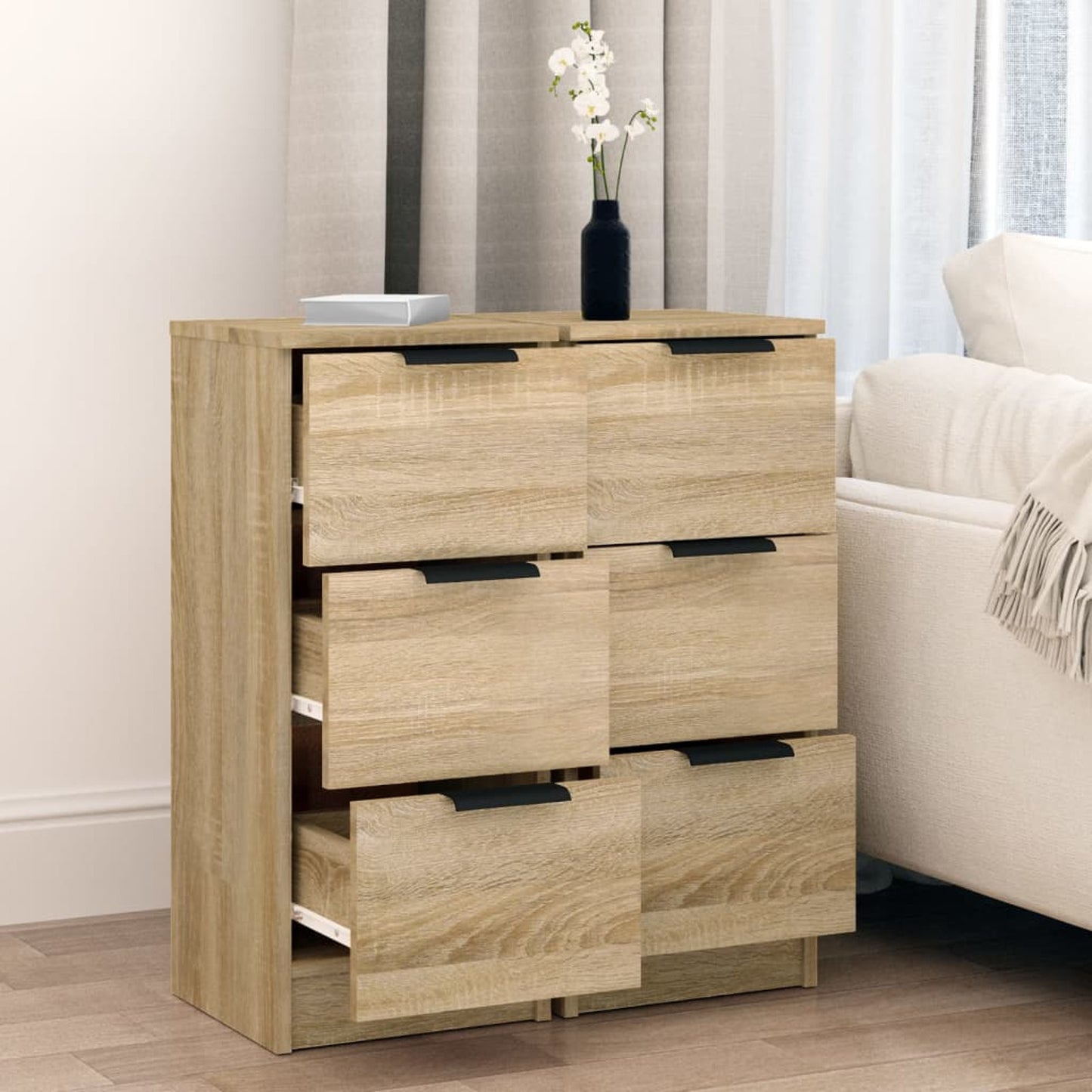 Sideboards 2pcs Sonoma Oak 30x30x70cm Engineered Wood