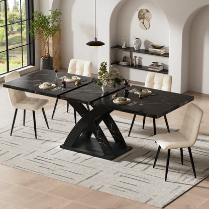 Verstelbare Eettafel – Uitschuiftafel – Tafel – Dining Table – Eetkamertafel – Zwart – 120-160 cm Verstelbaar – Geschikt Voor 4-6 Personen