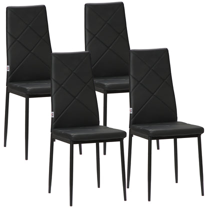Eetkamerstoel – Keukenstoel – Stoel Met Hoge Rugleuning – Diningset Stoelen – Zwarte Stoelen – Gevuld Schuimzitvlak – Stalen Poten Met Anti-slip Pads