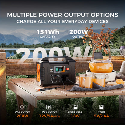 Draagbare Power Station – Generator Voor Camping – Camping Power Supply – Travel Power Source – Zonne-Generator – 151Wh Capaciteit – Inclusief 60W Zonnepaneel