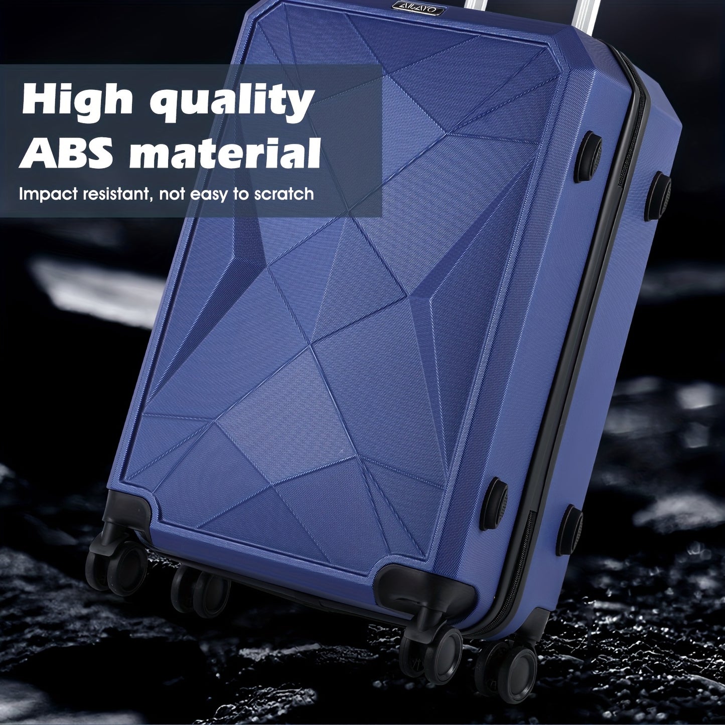 Luggage Set of 4 -12"/20"/24"/28" Expandable Suitcases, Upgraded Zipper, Durable ABS Hard Shell, Blue
