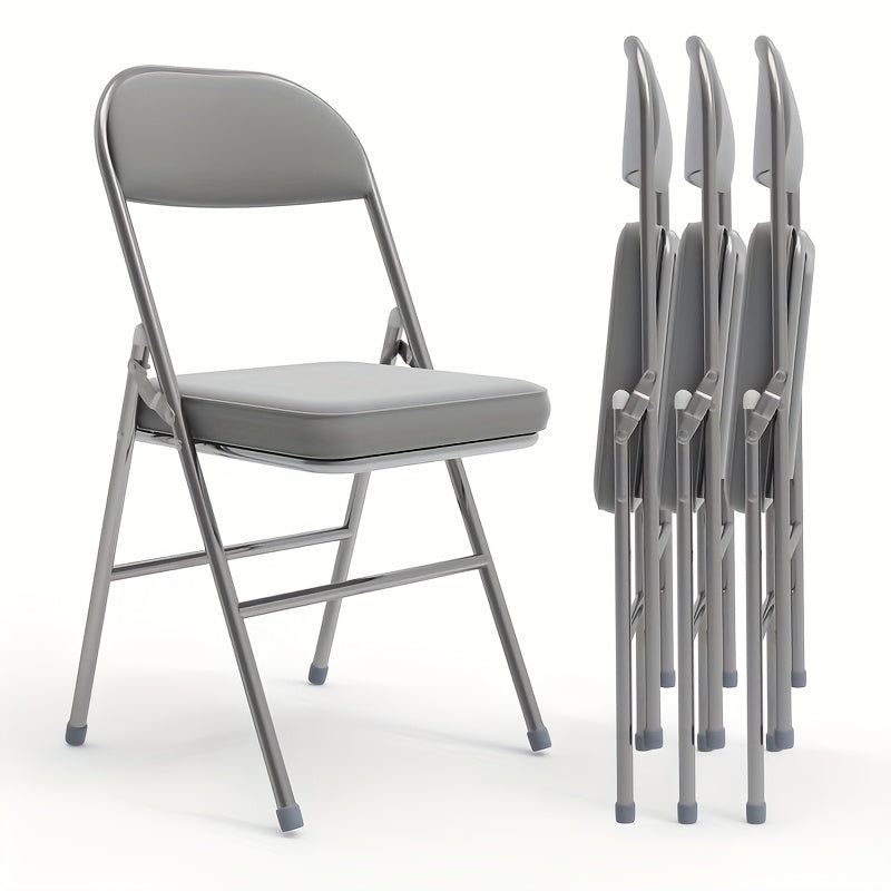 Set van 4 Eetkamerstoelen – Grijs Kunstleer met Comfortabele Bekleding – Stijlvol en Duurzaam Ontwerp voor Restaurant, Keuken, Woonkamer of Conferentieruimte