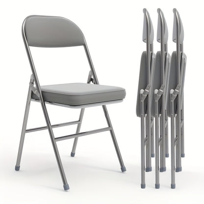 Set van 4 Eetkamerstoelen – Grijs Kunstleer met Comfortabele Bekleding – Stijlvol en Duurzaam Ontwerp voor Restaurant, Keuken, Woonkamer of Conferentieruimte