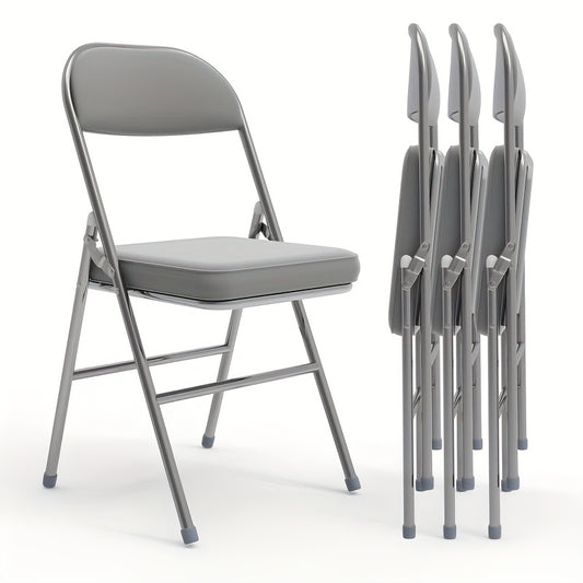Set van 4 Eetkamerstoelen – Grijs Kunstleer met Comfortabele Bekleding – Stijlvol en Duurzaam Ontwerp voor Restaurant, Keuken, Woonkamer of Conferentieruimte