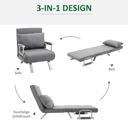 Relaxation Chair Recliner, Reclining Function, Guest Bed, 65 cm x 69 cm x 80 cm, Gray