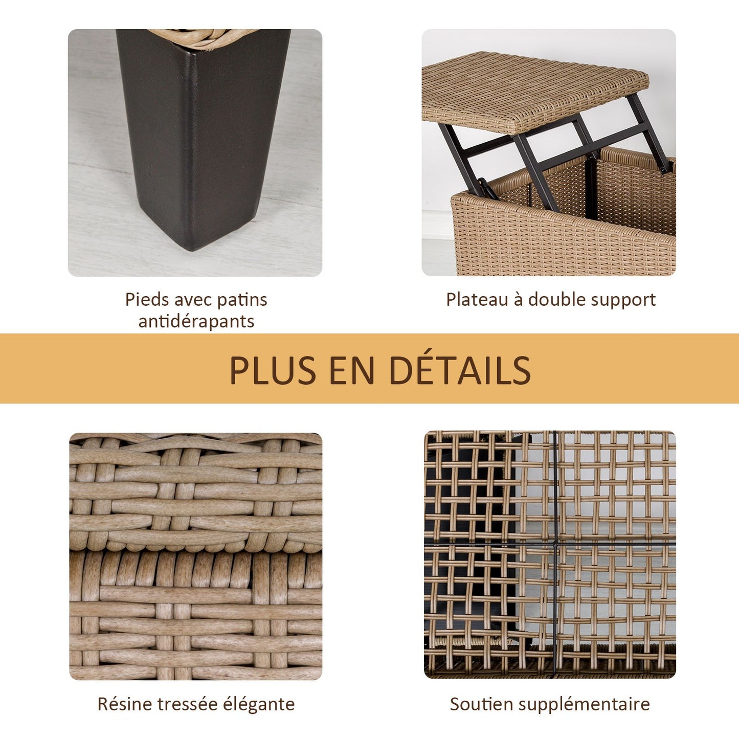 Salontafel – Koffietafel – Tafel – Bijzettafel – Lounge Tafel – Dubbel Lift-Top Systeem – Weerbestendig Resin & Metaal