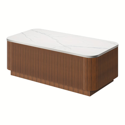 Salontafel – Koffietafel – Tafel – Opbergtafel – Woonkamertafel – Walnootafwerking – Push-to-Open Deuren – Ruime Opbergruimte – Mid Century Modern Design