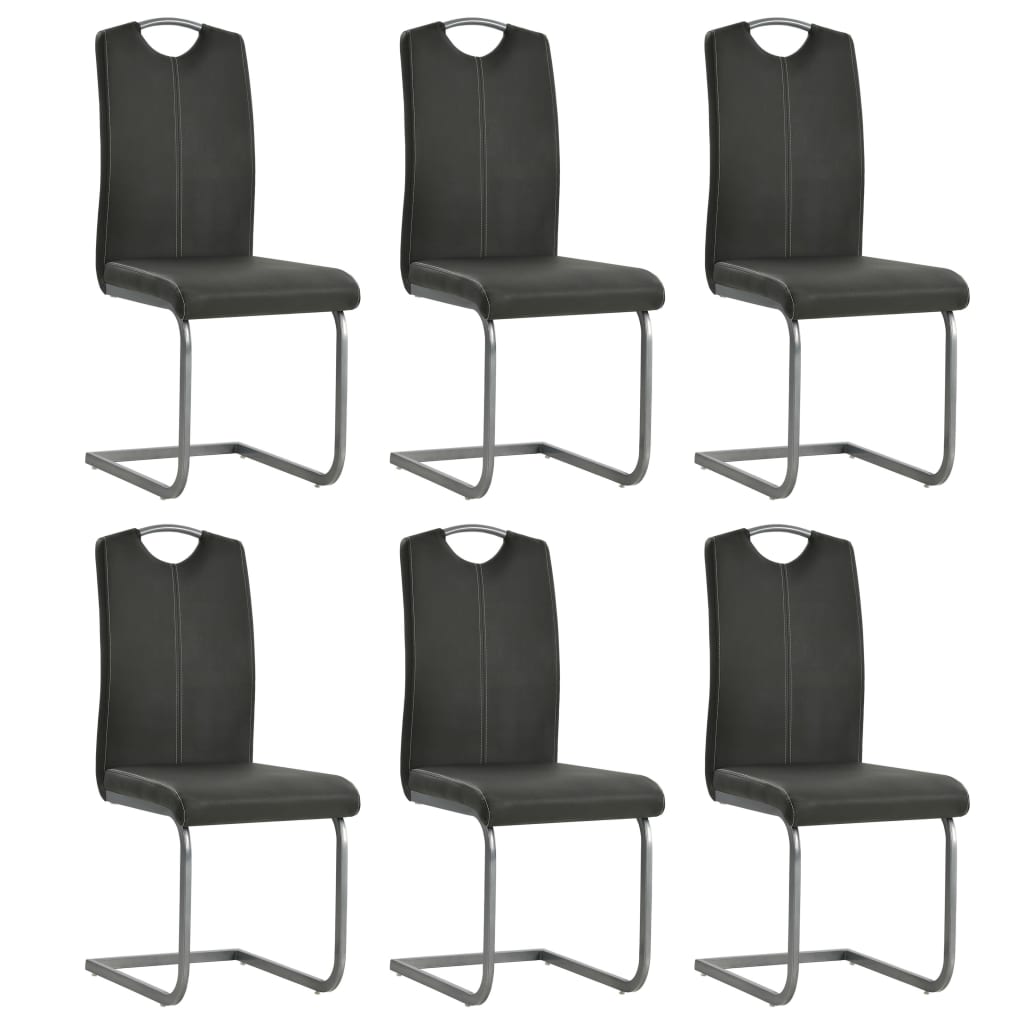 Eetkamerstoel – Kuipstoel – Stoel – Set van 2 – Dining Chair – Kunstleer – Metalen Frame – Grijs – Comfortabel Schuim