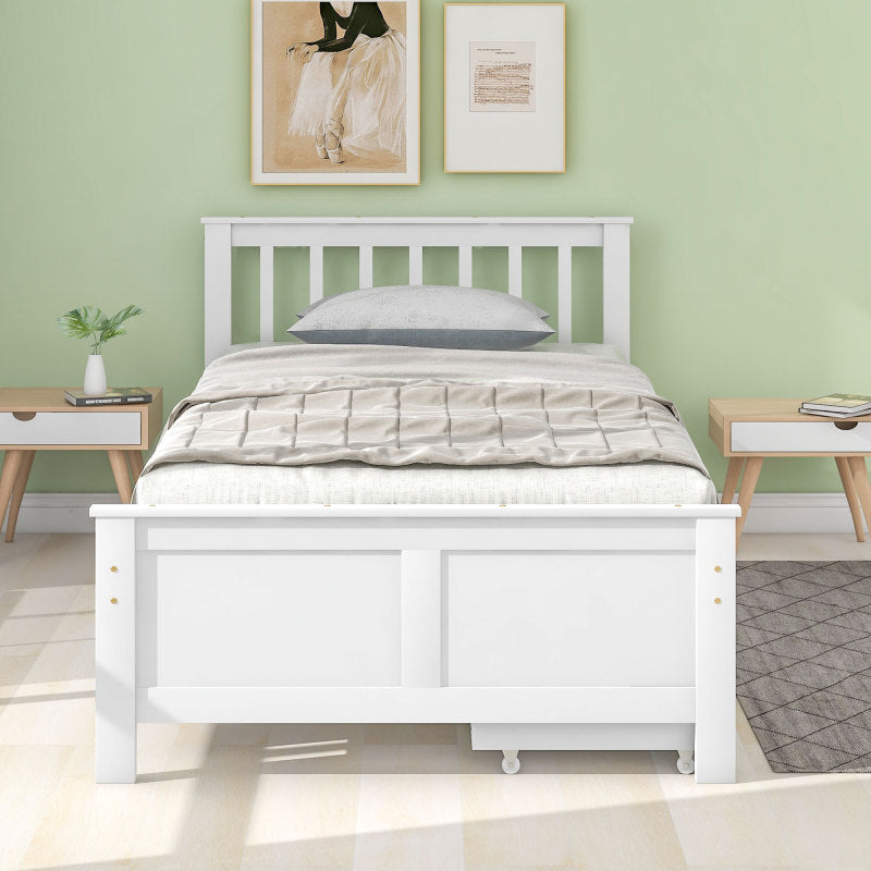 Eenpersoonsbed – Eenpersoonsbedden – Jeugdbed – Volwassenenbed – Bed met Opbergladen – Grenenhouten Frame – Geschikt voor Matras 90x200 cm