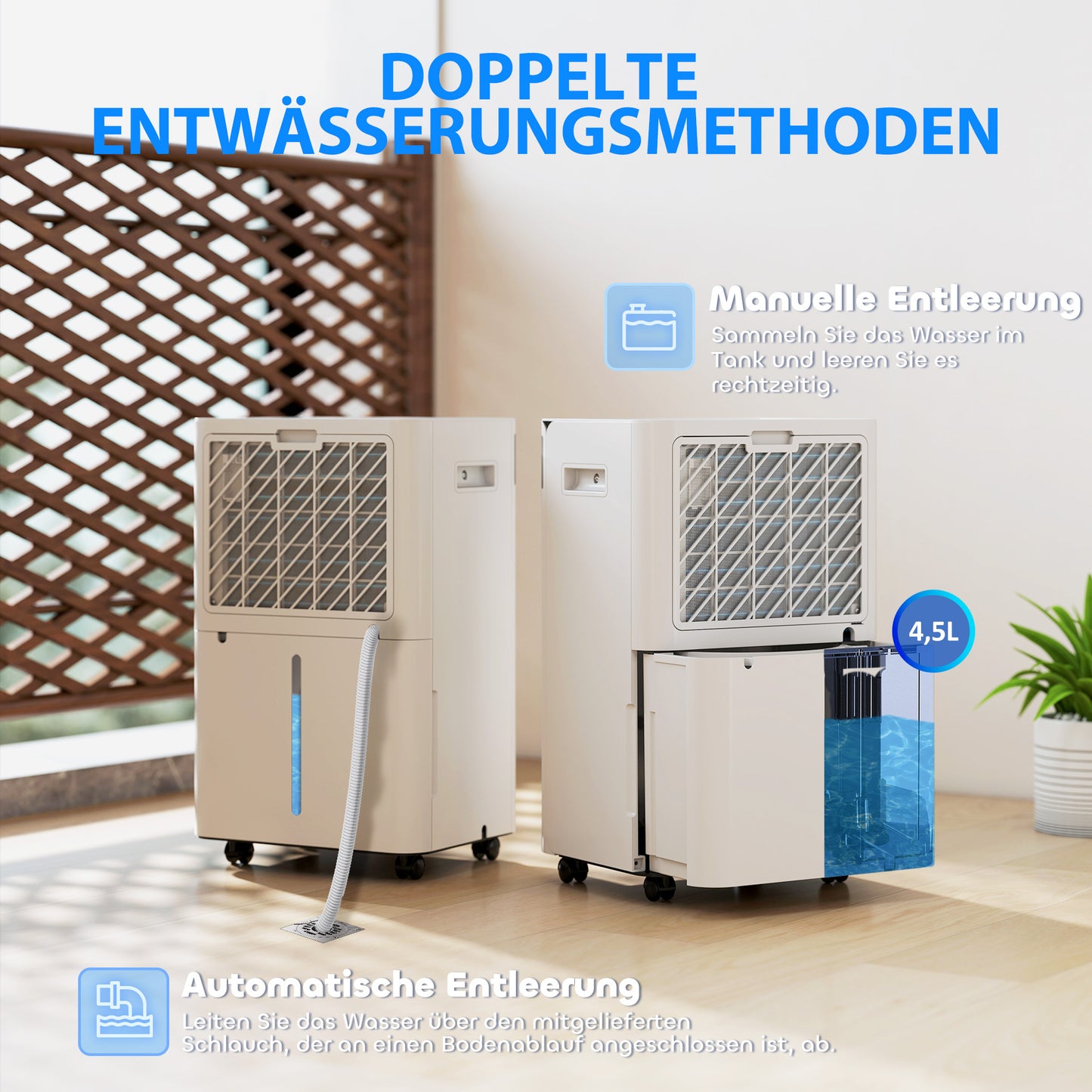 Luchtontvochtiger – Vochtvreter – Dehumidifier – Vochtopnemer – Vochtbestrijder – 4,5 Liter Waterreservoir – 24-Uurs Timer – LED Display – Wit – Kunststof Behuizing