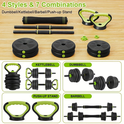 Verstelbare Dumbbell – Dumbbellset – Halters – Kettlebell – Push-Up Stand – 4-in-1 Design – Verstelbaar tot 29,94 kg – Ergonomische Antislip Grip