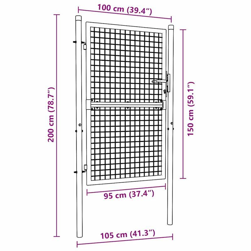 Groene Stalen Poort – Tuinpoort – Sierpoort – Afsluitpoort – Terraspoort – Duurzaam Staal – Afmeting 100x150 cm