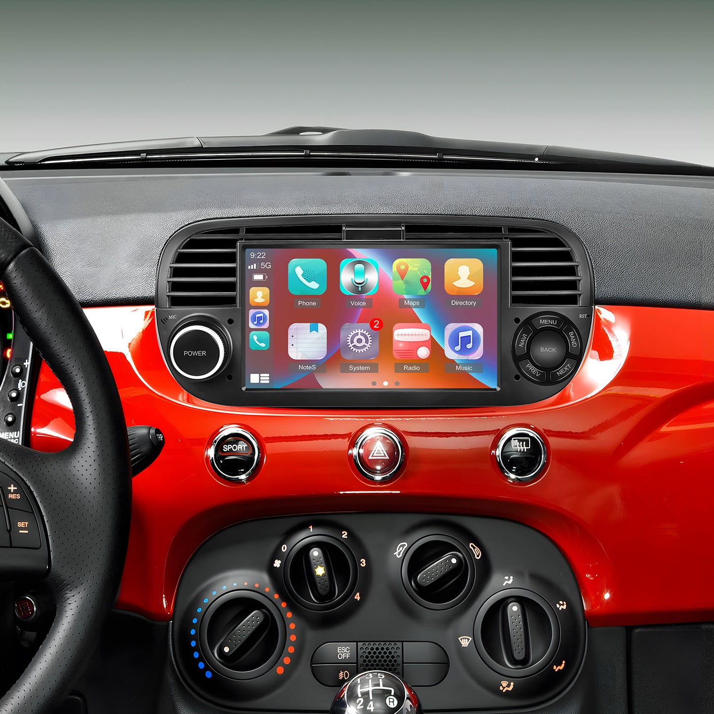 Autoradio Fiat 500 – Multimedia Autoradio – Android Auto Radio – Navigatiesysteem – Draadloze CarPlay – 7 Inch HD Touchscreen – Wireless GPS & Wifi