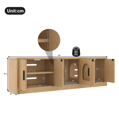 Schoenenkast – Schoenenrek – Schoenendoos – Smalle Schoenenkast – Schoenopberger – Verborgen Kattenverblijf – Ventilatie & Krabpaal – Rattan Multifunctioneel Meubel 140x40x45,5 cm