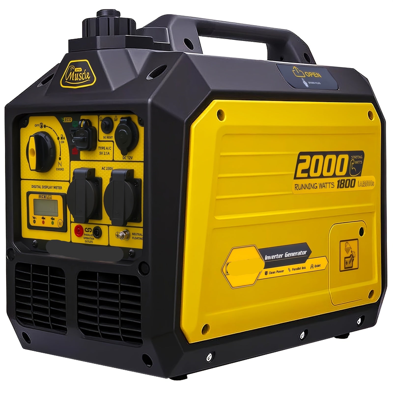 Benzine Generator – Draagbare Stroomvoorziening – Inverter Generator – Stille Generator – 2000 Watt Startvermogen – Smart Display - QUORE