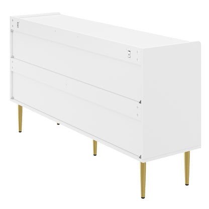 Dressoir – Sideboard – Opbergkast – Ladekast – Kast – Modern Design – Gebogen Reliëfdeuren – 140 cm – Met Verstelbare Legplanken – Met Gouden Metalen Poten