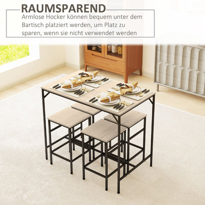 Barset – Barkrukken – Bartafelset – Bar Meubel – Bar Stoelen – Massief Eikenhout – Zwart Stalen Onderstel