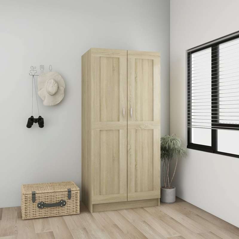 Garderobekast – Kledingkast – Kleerkast – Linnenkast – Opbergkast – Bruin – Compact Formaat 82,5x51,5x180 cm – Stevig Hardhouten Materiaal