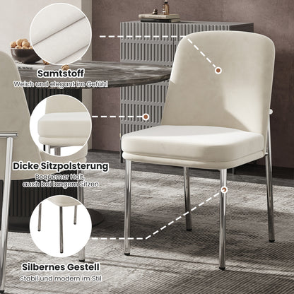 Eetkamerstoelen – Stoelen – Dining Chairs – Bistro Stoelen – Restaurantstoelen – Metalen Poten – Dikke Zachte Kussens – Beige met Zwarte Poten