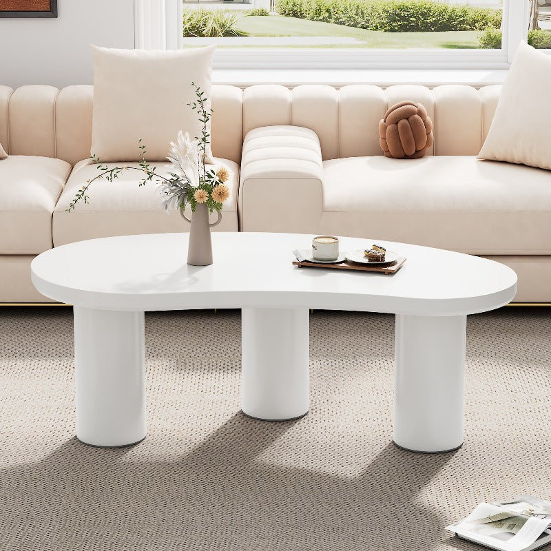 Crescent Salontafel – Halvemaan Tafel – Onregelmatige Sofa Tafel – Woonkamertafel – MDF Tafel – Extra Lang 107cm – PVC Poten Met Viltpads
