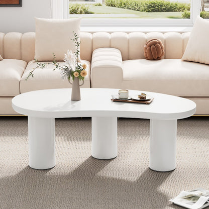 Crescent Salontafel – Halvemaan Tafel – Onregelmatige Sofa Tafel – Woonkamertafel – MDF Tafel – Extra Lang 107cm – PVC Poten Met Viltpads