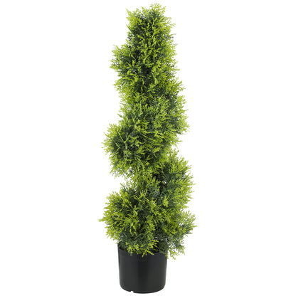 Kunstcipres – Kunstplant – Nepplant – Kunstboom – Groene Plant – Onderhoudsvrij – 90 cm Hoog – Spiraalvormige Kunstplant in Pot