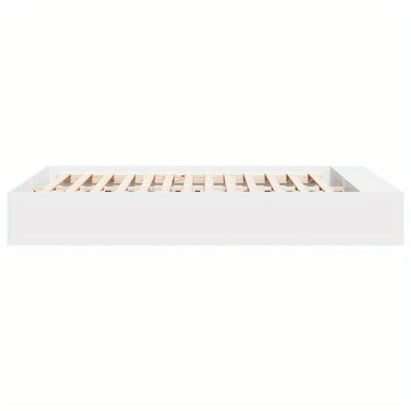 Modern Minimalist White Bed Frame with Under-Bed Storage - Heavy-Duty Hardwood Construction, Easy Assembly, Fits Standard Mattresses - for Small to Large Bedrooms, Bedroom Furniture, Contemporary Design, Durable Wood Construc