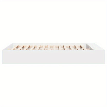 Modern Minimalist White Bed Frame with Under-Bed Storage - Heavy-Duty Hardwood Construction, Easy Assembly, Fits Standard Mattresses - for Small to Large Bedrooms, Bedroom Furniture, Contemporary Design, Durable Wood Construc