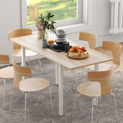 Uitbreidbare Eettafel – Uitschuifbare Tafel – Keukentafel – Eetkamertafel – Gezinstafel – Bruin – Verstelbaar 110-160 cm – Stevige Stalen Poot