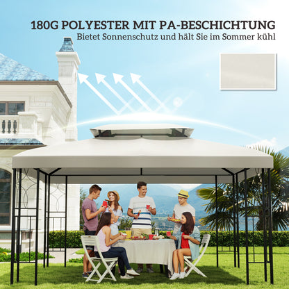 Vervangingshoes Tuinpaviljoen – Paviljoenhoes – Tuinluifel – Tentzeil – Overkappinghoes – Crèmekleurig – Waterbestendig Polyester – Dubbele Daklaag – Geschikt Voor 3x4m Metalen Paviljoen
