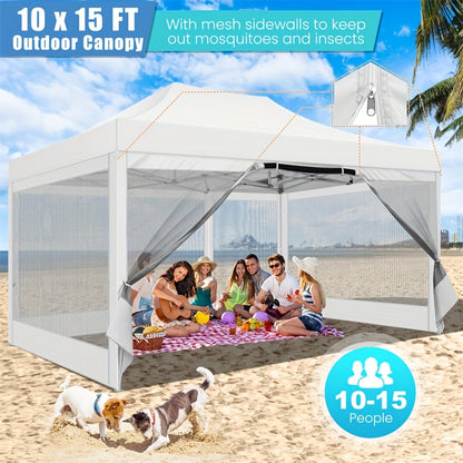 Partytent – Paviljoen – Feesttent – Tuinent – Pop-up Tent – 3,05x4,57 Meter – Met Afneembare Gaaswanden – Stevig Aluminium Frame