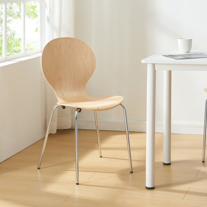 Eetkamerstoel – Stoel – Kuipstoel – Stoelset – Barkruk – Stapelbaar – Berkenhout Met Metalen Poot – Zithoogte 46 cm – Set Van 4