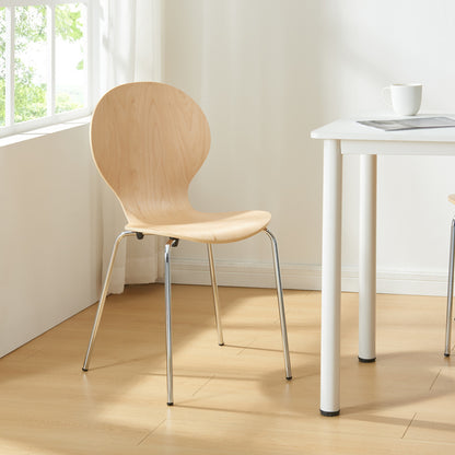 Eetkamerstoel – Stoel – Kuipstoel – Stoelset – Barkruk – Stapelbaar – Berkenhout Met Metalen Poot – Zithoogte 46 cm – Set Van 4