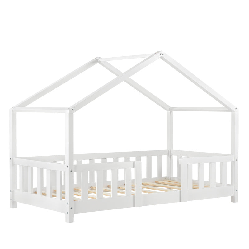 Kinderbed – Kinderbedje – Bed voor Kinderen – Huisjesbed – Halfhoogslaper – Valbescherming – Hoogwaardig Dennenhout – Matras 90x200 cm