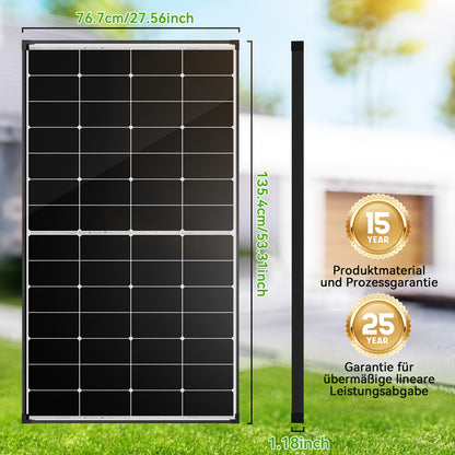 300W Zonnepaneel – Solar Panel – Photovoltaïsch Module – Batterijlader – Off-grid Systeem – 24% Efficiëntie – Halfcut Technologie – 12V Compatibel